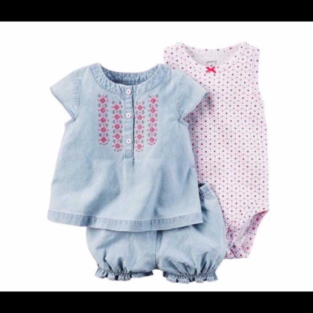 Carters girls 0-24 months chambray diaper set
